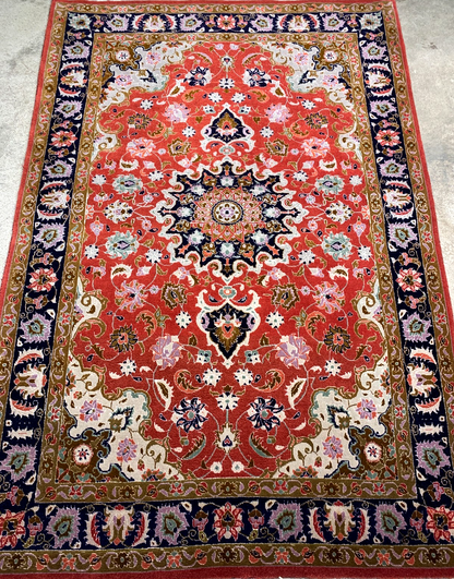 3'4"x5'0'' Fine Hand-Knotted Silk & Wool Tabrize Area Rug