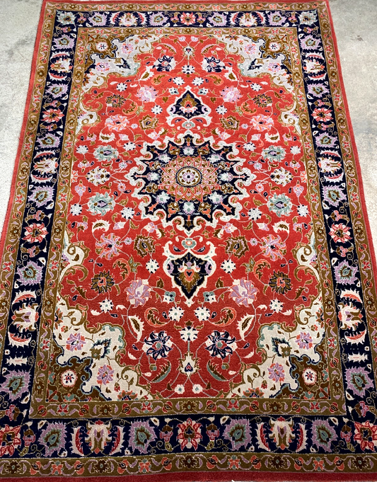 3'4"x5'0'' Fine Hand-Knotted Silk & Wool Tabrize Area Rug
