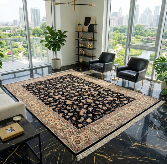 8'9"x11'6" Hand-Knotted Wool & Silk Blend Oriental Rug