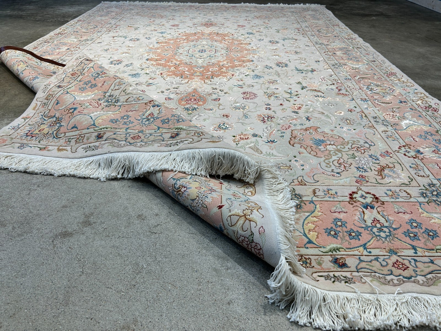 6'7"x9'10" Extra-Fine Hand-Knotted Wool & Silk Blend Tabrize Carpet - Area Rug