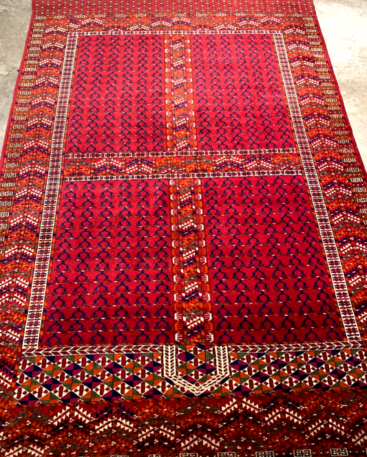 Collector Item - 4'4"x6'4" Antique Fine Baby Lamb Wool Russian Chichi Rug