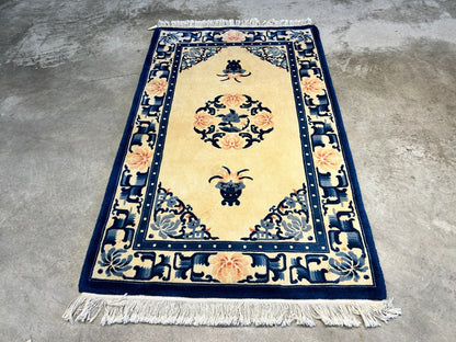 3'x5' Hand-Knotted 100% Wool Pile Art Deco Rug