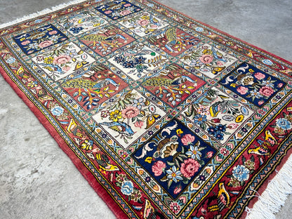 3'5"x5'2" Hand-Knotted 100% Lamb Wool Bakhtiarie Carpet - Area Rug