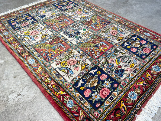 3'5"x5'2" Hand-Knotted 100% Lamb Wool Bakhtiarie Carpet - Area Rug