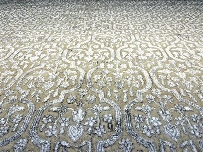 8' x 10'1" Hand-Knotted Silver 100% Wool Carpet - Indian All-Over Area Rug - 3D