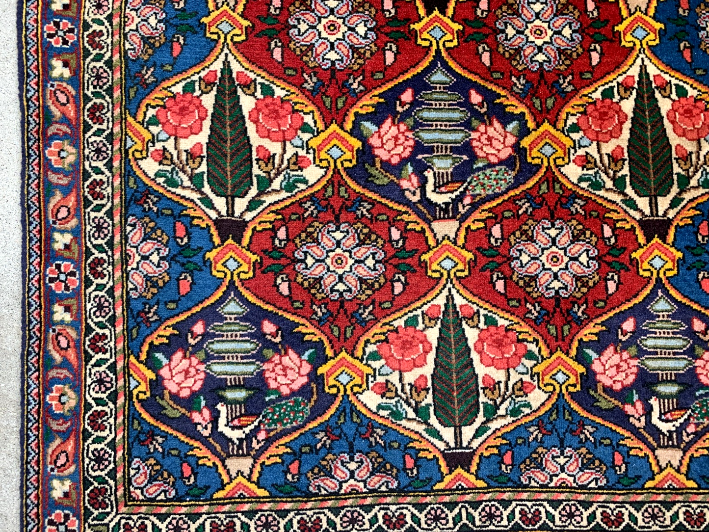 3'3"x5'2'' Hand-Knotted 100% Wool Pile Bakhtiarie Area Rug