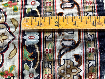 6'7"x10'2" Fine Hand-Knotted Wool & Silk Tabrize Dome Design Rug - Area Carpet