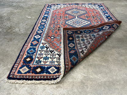 3'2"x5' Hand-Knotted 100% Wool Pile Yalamehe Rug