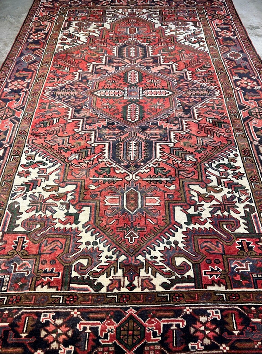 6'7" x 10'4" One-of-a-kind 100% Wool Pile Herize Area Rug - Handamade Carpet