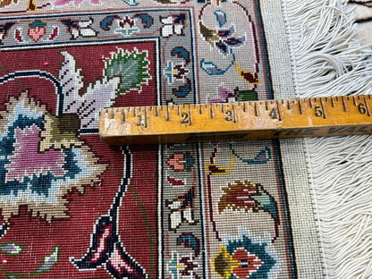 6'9"x9'9" Fine Hand-Knotted Wool & Silk Blend Tabrize Carpet - Area Rug