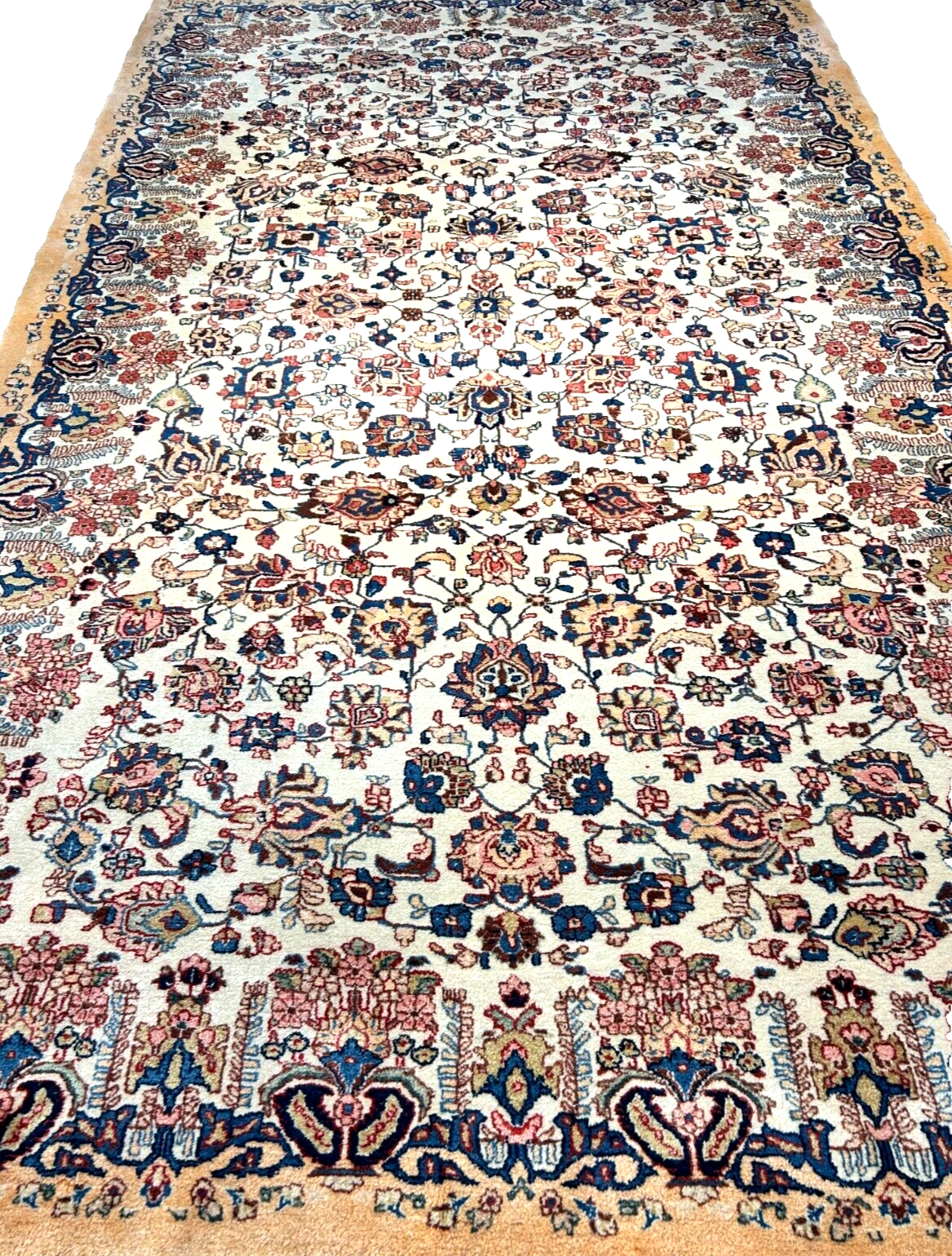 7'x11'10" Antique Hand-Knotted Wool Oriental Kermane Rug - Area Carpet