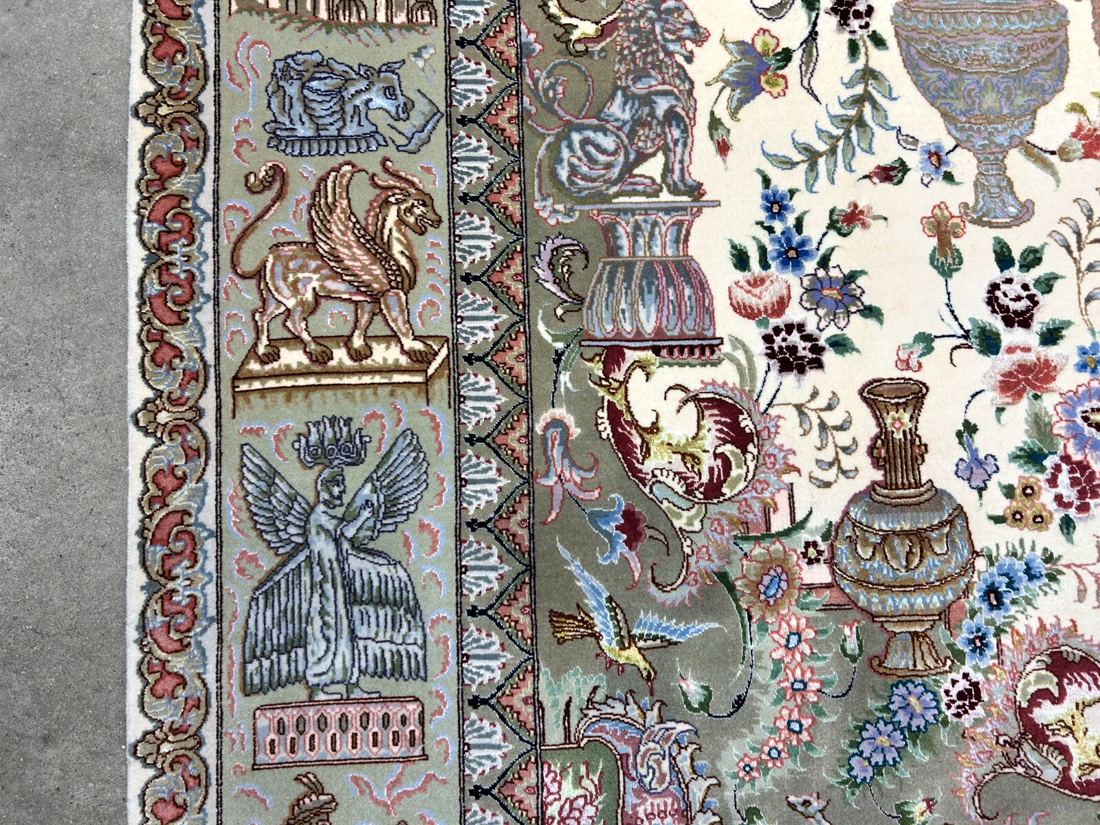 6'6"x10'2" Extra-Fine Hand-Knotted Wool & Silk Blend Tabrize Carpet - Area Rug