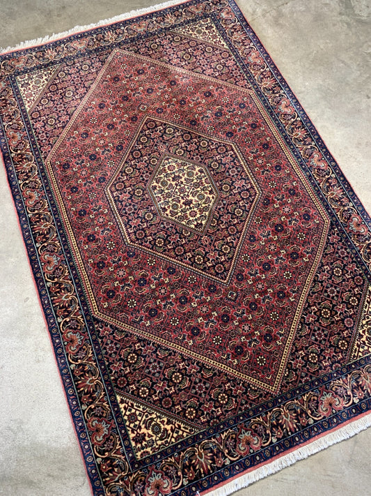 3'8"x5'8" Hand-Knotted 100% Wool Pile Bijare Carpet - Area Rug