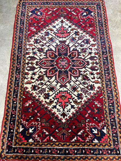 3'1"x5' Hand-Knotted 100% Wool Pile Herize Rug