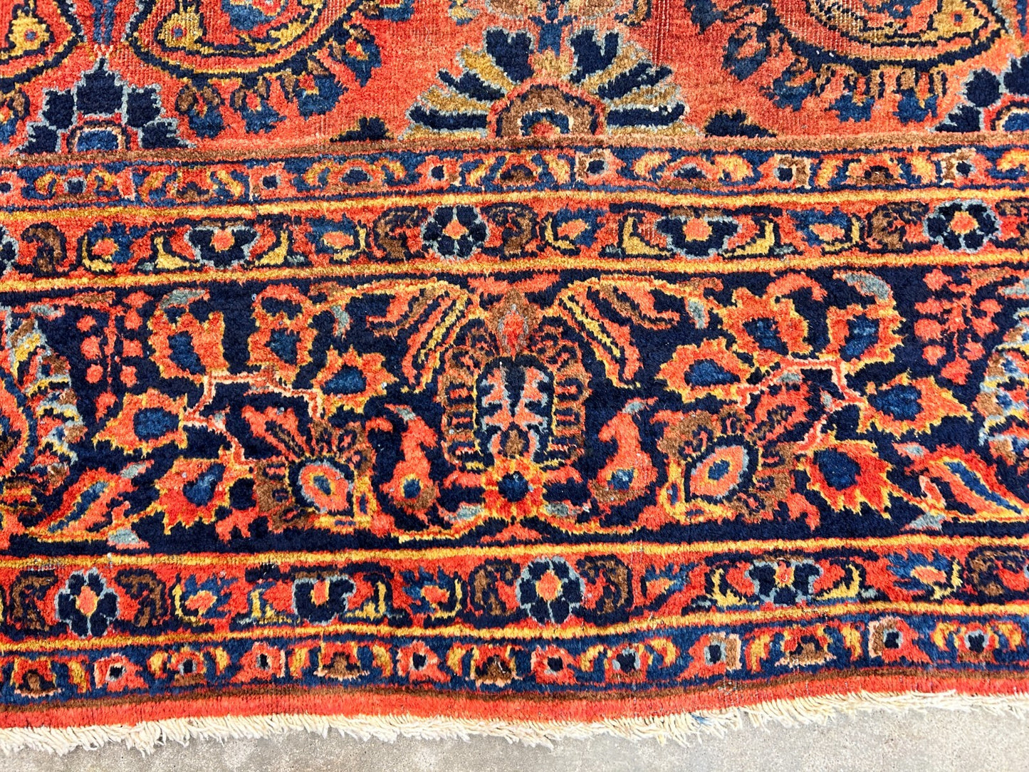 9'3"x12'7" Antique Fine Lamb Wool Sarouke Rug Hand-knotted Carpet