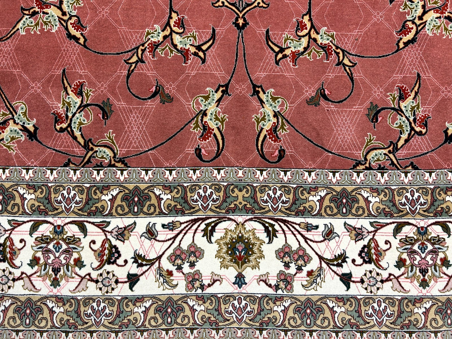 6'8"x10'4" Fine Hand-Knotted Wool & Silk Tabrize Rug - Area Carpet