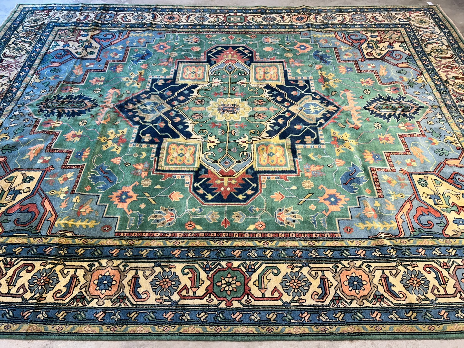 11'11"x15'11" Hand-Knotted 100% Wool Pile Herize Area Rug - Carpet