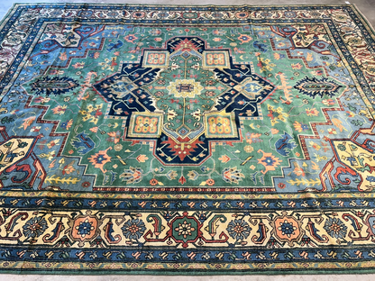 11'11"x15'11" Hand-Knotted 100% Wool Pile Herize Area Rug - Carpet