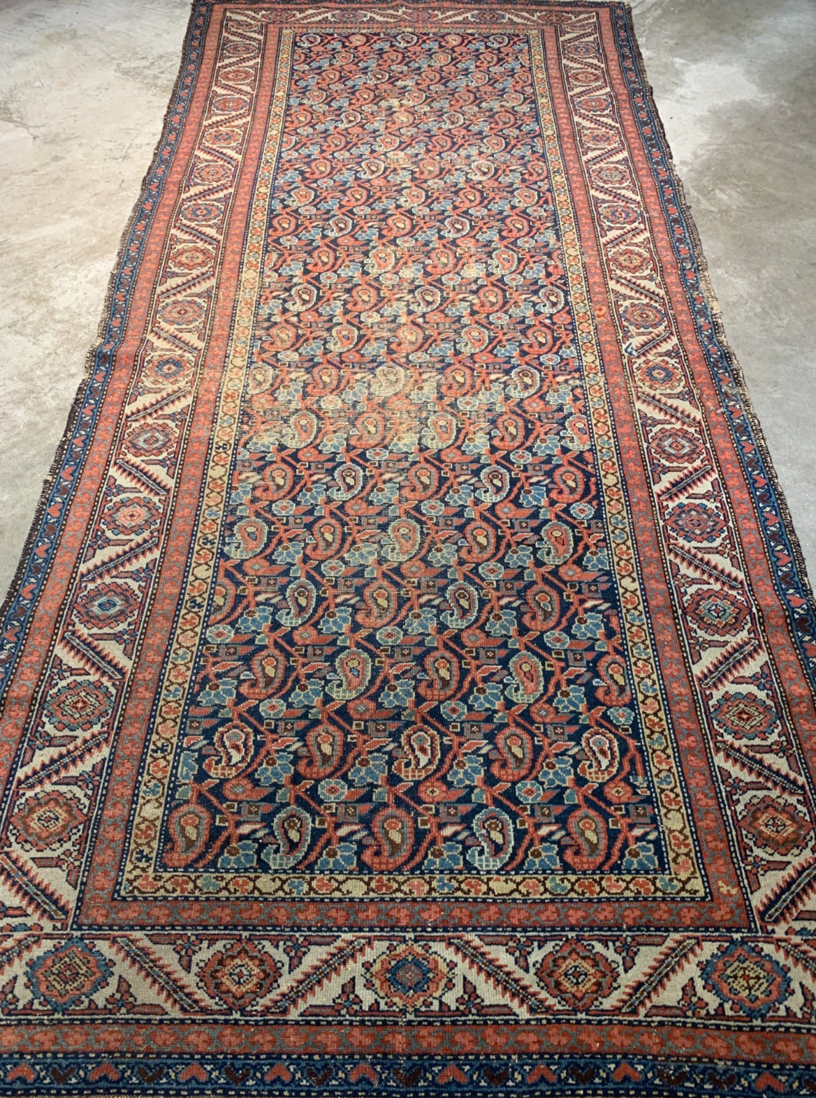 5'x11'2" Antique Hand-Knotted 100% Wool Pile Malayeri Runner Rug - Carpet