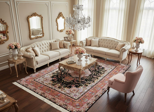 6'8"x10' Extra-Fine Hand-Knotted Wool & Silk Blend Tabrize Carpet - Area Rug