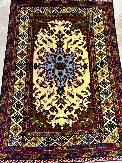 3'3"x4'9'' Hand-Knotted 100% Wool Afghan Medallion Area Rug