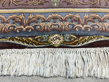 Exquisite 5'10"x8'3" Hand-Knotted Wool & Silk Blend Tabrize Carpet - Area Rug