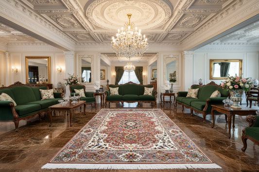 6'9"x9'10" Extra-Fine Hand-Knotted Wool & Silk Blend Tabrize Carpet - Area Rug