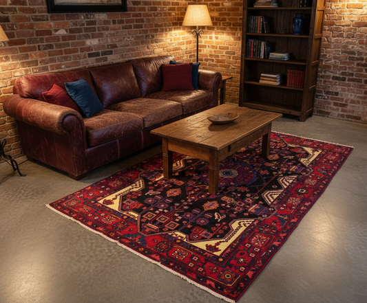 5'3" x 10'3" Hand-Knotted 100% Wool Pile Nahavande Area Rug - Carpet