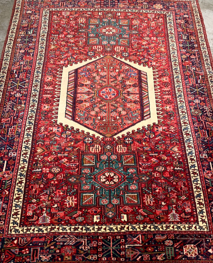 4'10"x6'4" Antique Hand-Knotted Karaja Geometric Area Rug Carpet