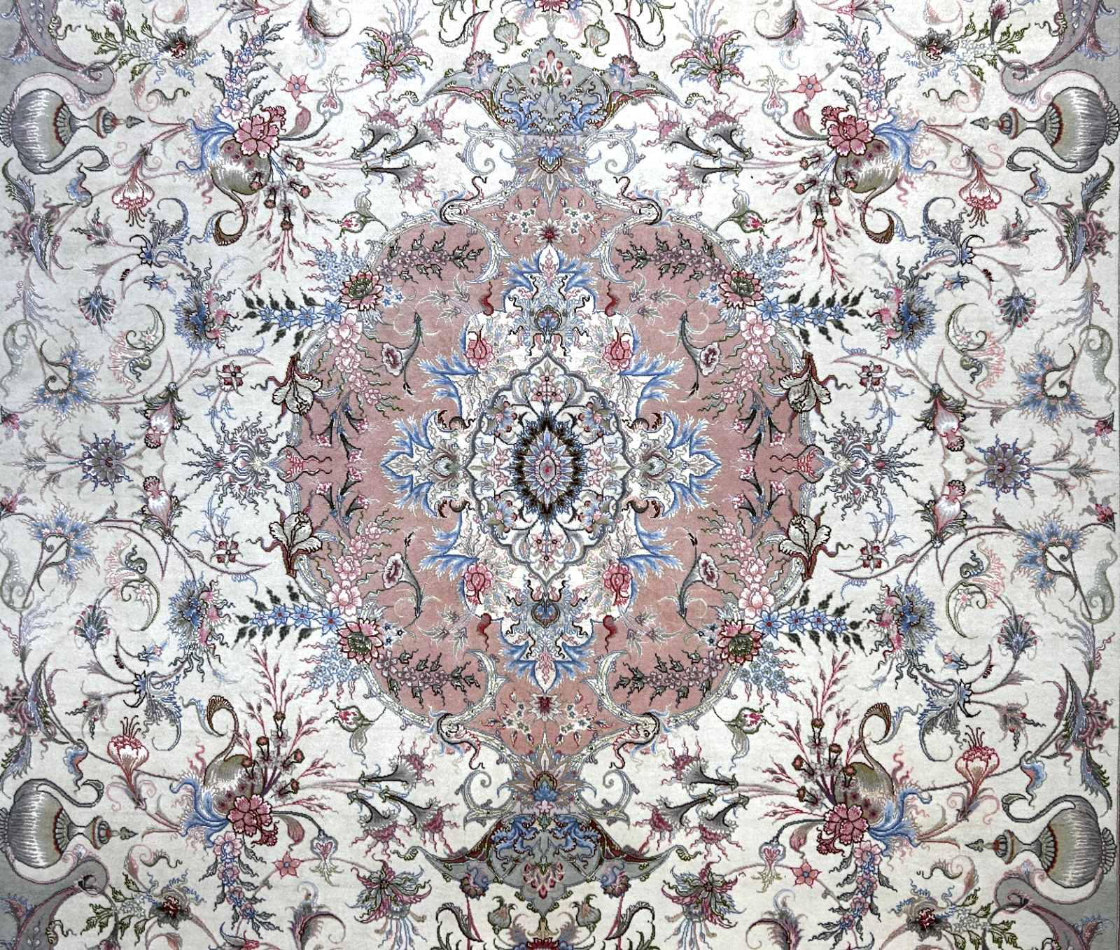 8'3"x11'7" Extremely Fine Hand-Knotted Wool & Silk Tabrize Area Rug - Signed