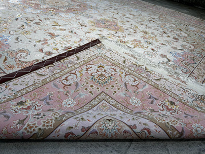 8'2"x11'8" Extra Fine 80-Raj Hand-Knotted Wool & Silk Tabrize Rug