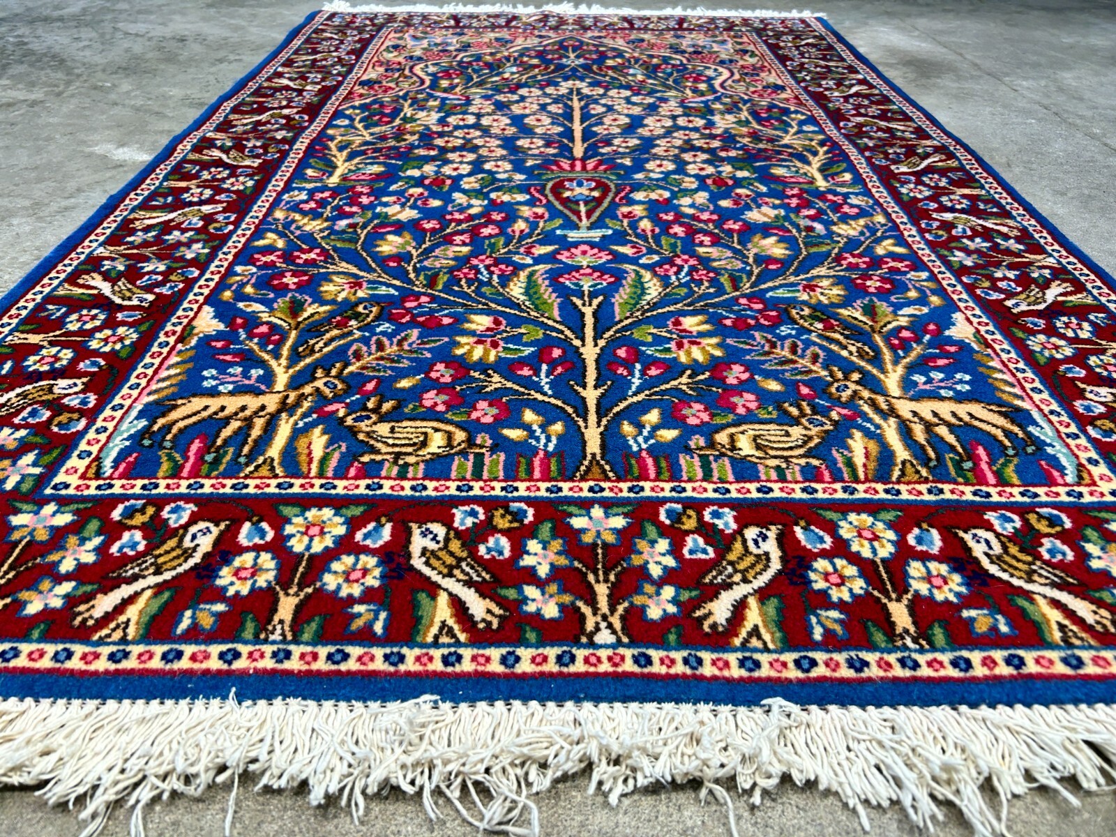 3'x4'9" Hand-Knotted 100% Wool Pile Tree of Life Carpet - Kermane Area Rug
