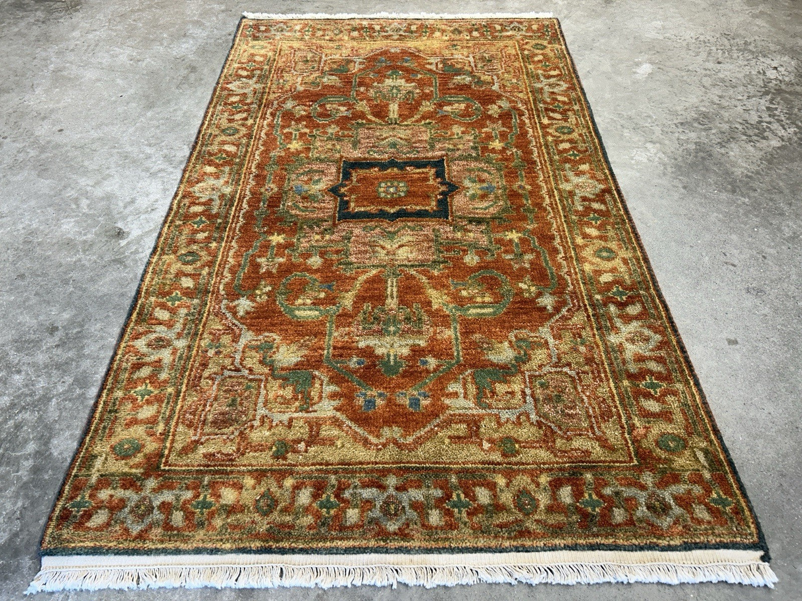 3’x5’ Hand-Knotted 100% Wool Indoserapi Area Rug - Carpet