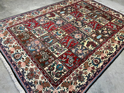 6'9"x9'5" Hand-Knotted 100% Lamb Wool Bakhtiarie Carpet - Area Rug