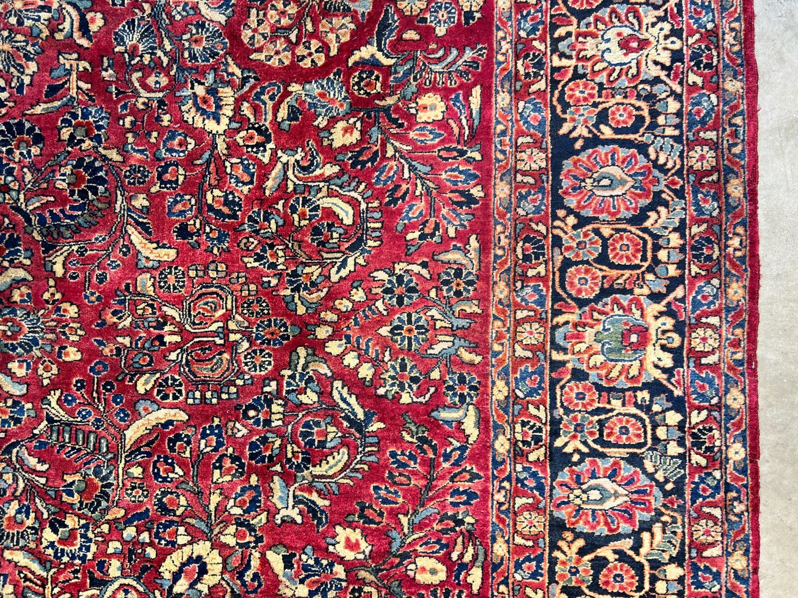 9'3"x12'7" Antique Fine Lamb Wool Sarouke Rug Hand-knotted Carpet