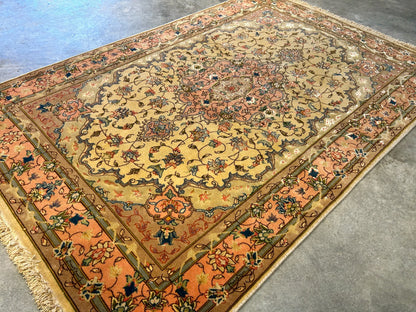 3'4"x6' Very Fine Hand-Knotted Wool & Silk Tabrize Rug