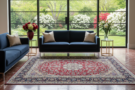 6'9"x10'3" Extra-Fine Hand-Knotted Wool & Silk Blend Isfahane Carpet - Area Rug