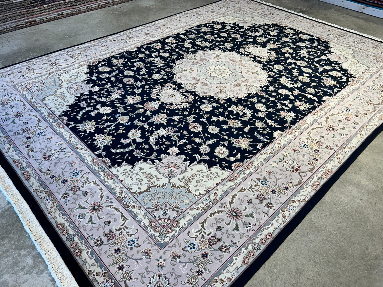 9'x12' Hand-Knotted Wool & Silk Blend Oriental Rug