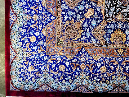 6'6"x10' Exquisite Extra-Fine Hand-Knotted 100% Silk Qume Carpet - Area Rug