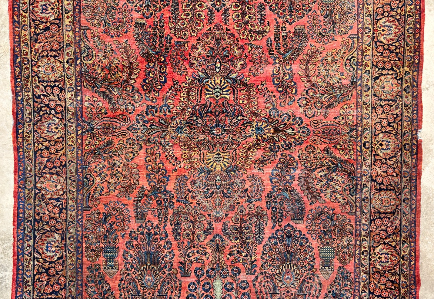 8'11"x11'8" Antique Fine Lamb Wool Sarouke Rug Hand-knotted Carpet