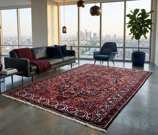 5'5" x 8'10" Hand-Knotted 100% Wool Pile Bakhtiarie Area Rug - Carpet