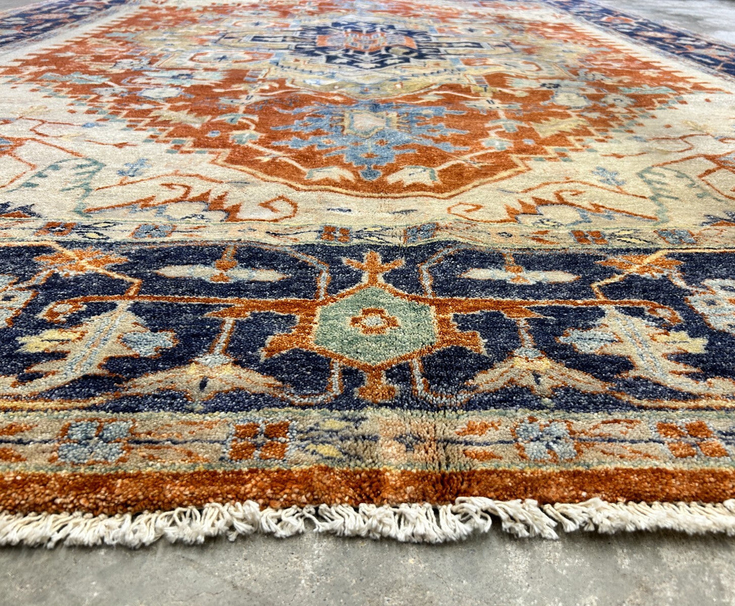 9'x12' Hand-Knotted 100% Lamb Wool Serapie Design Carpet - Area Rug