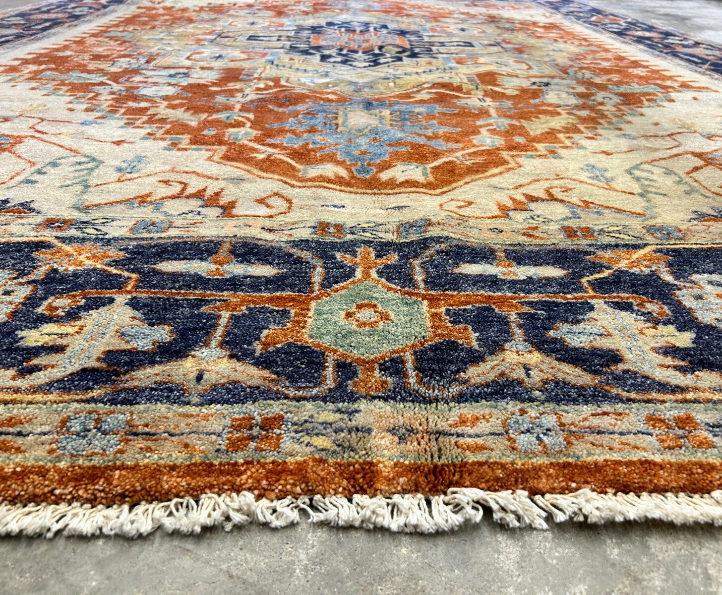 9'x12' Hand-Knotted 100% Lamb Wool Serapie Design Carpet - Area Rug