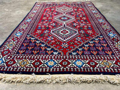 3'3"x5' Hand-Knotted 100% Wool Pile Yalamehe Rug