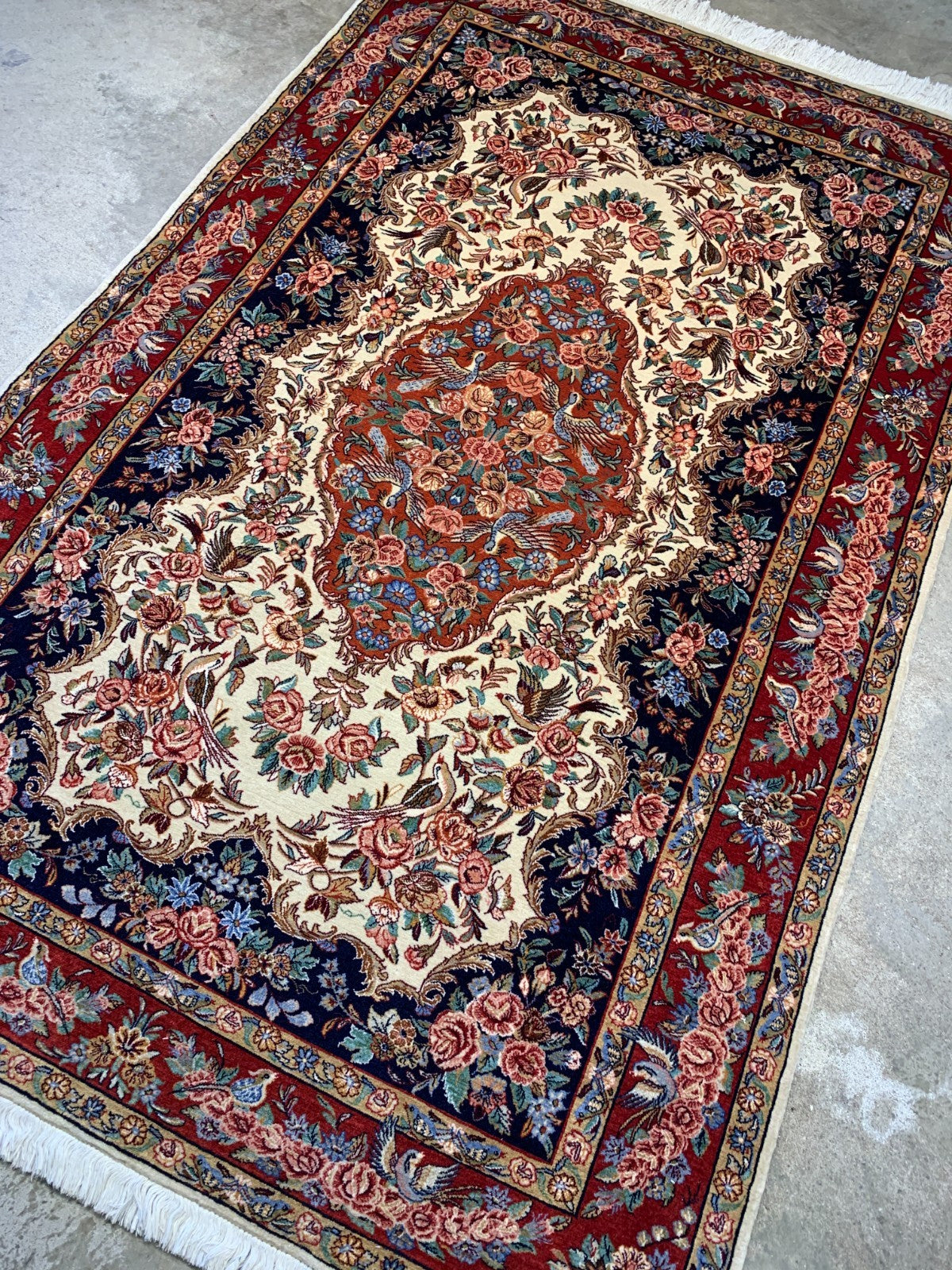 4'2"x6'7" Extra Fine Hand-Knotted Kork Wool Sarouke Rug