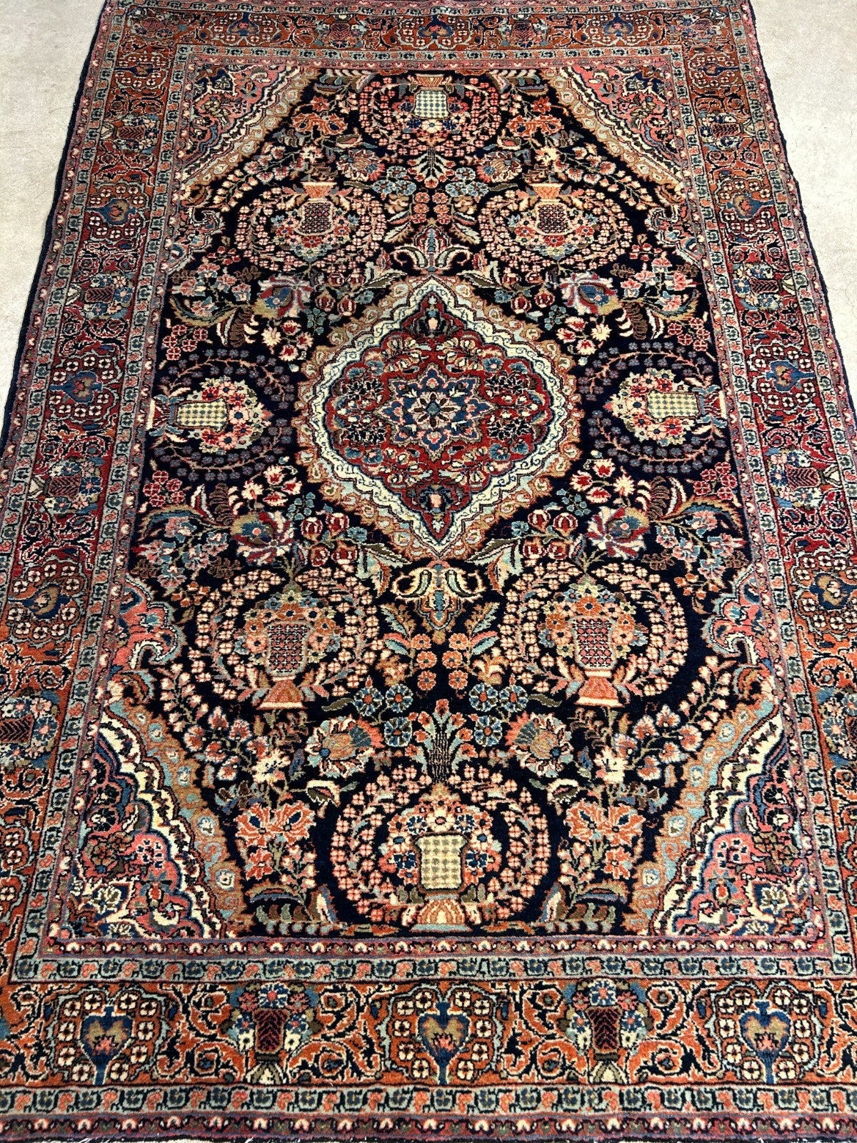 4'8"x7' Antique Hand-Knotted 100% Wool Pile Josane Area Rug - Carpet