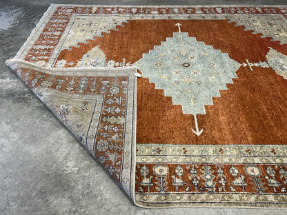 7’10”x9’11” Hand-Knotted 100% Wool Pile Indoserapi Area Rug - Carpet