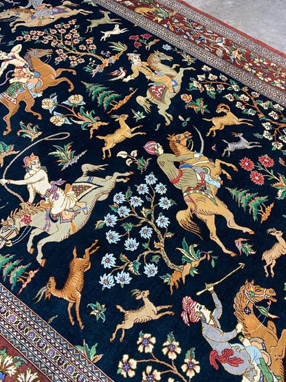 4'3"x6'8" Exquisite Extra-Fine Hand-Knotted 100% Silk Qume Area Rug - Carpet