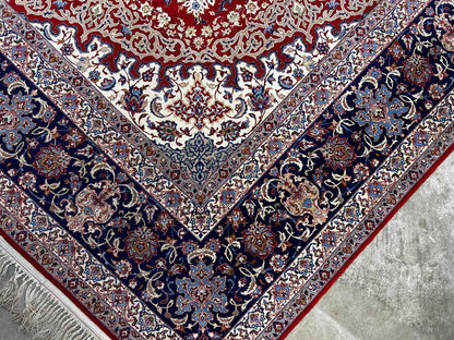 8'10"x12'4" Extra Fine Hand-Knotted Wool & Silk Isfahane Zolfaghari Rug