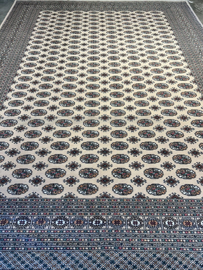 9'3"x12'6" Hand-Knotted 100% Wool Pile Bokhara Rug